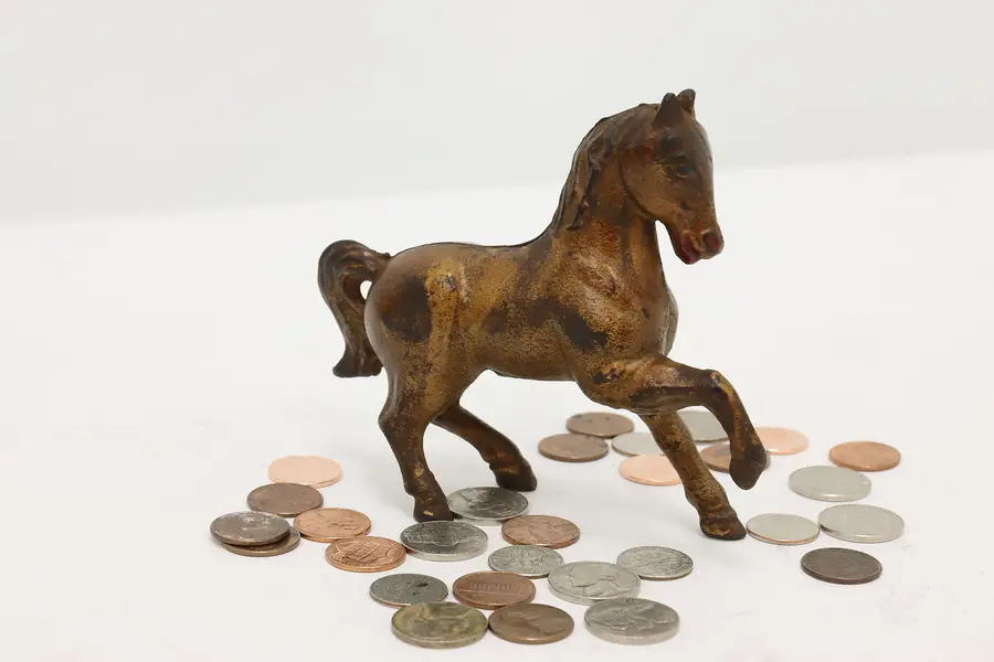 Photo of Farmhouse Cast Iron Antique Prancing Horse Coin Bank
