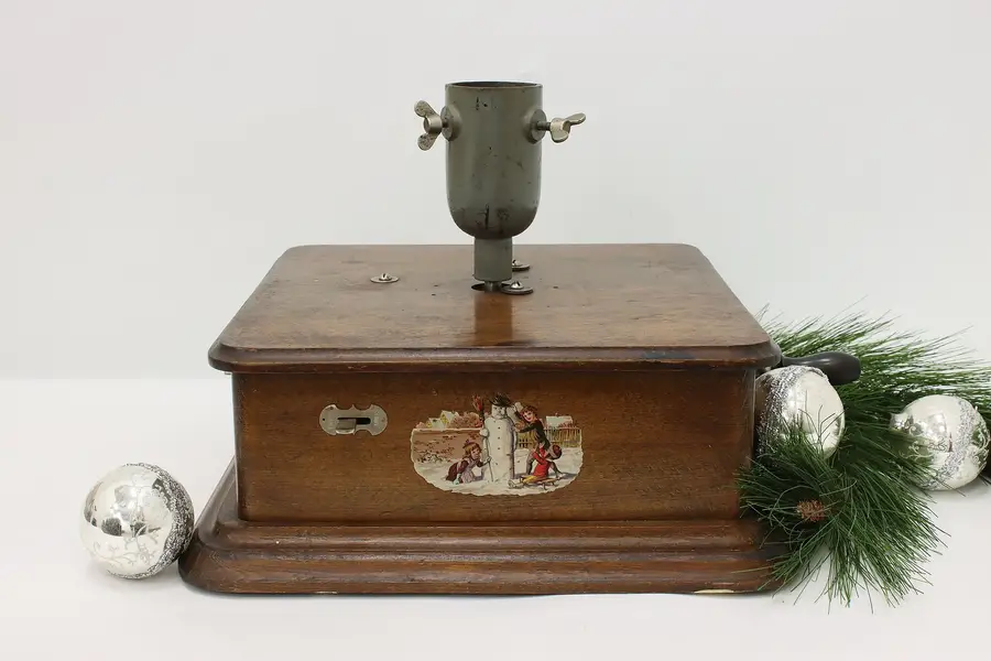 Photo of French Antique Revolving Christmas Tree Stand, Silent Night