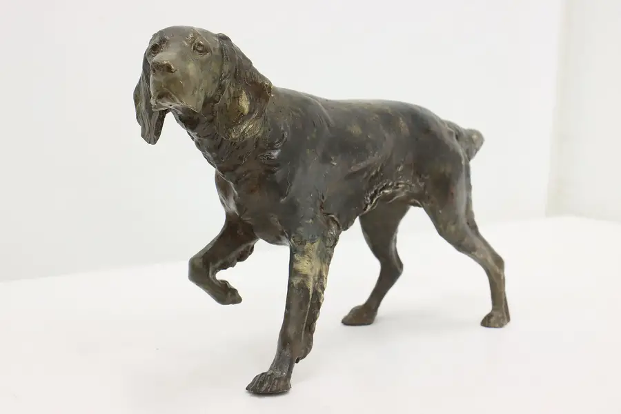 Photo of Farmhouse Antique Bronze Setter Dog Sculpture or Doorstop