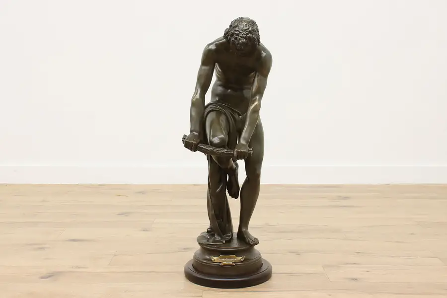 Photo of French Antique Bronze Le Bucheron Sculpture Chambard