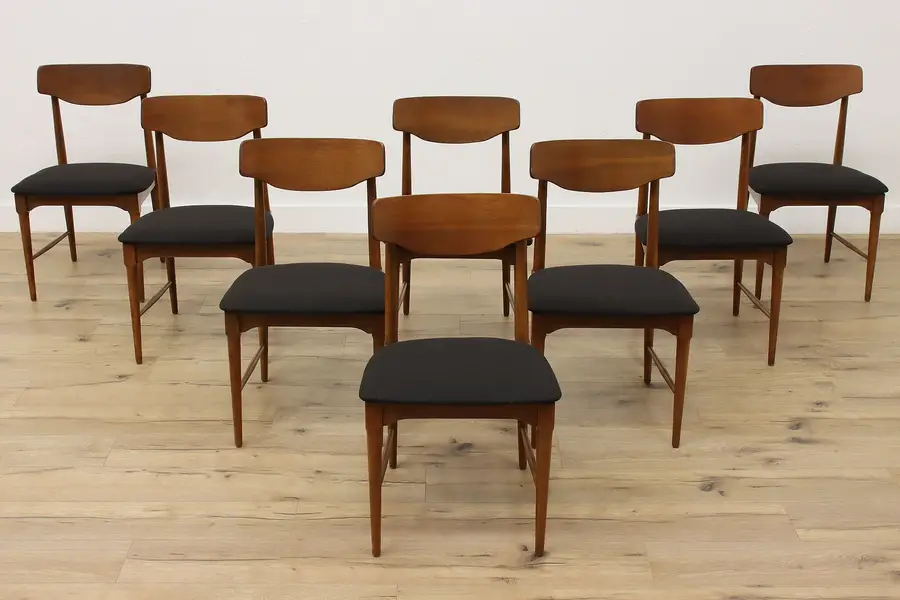 Photo of Set of 8 Midcentury Modern Vintage Walnut Dining Chairs