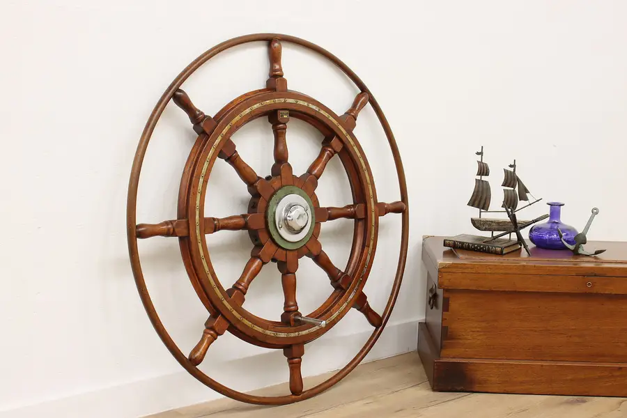 Photo of Nautical Salvage Vintage Captain Ship Wheel, Maasbracht