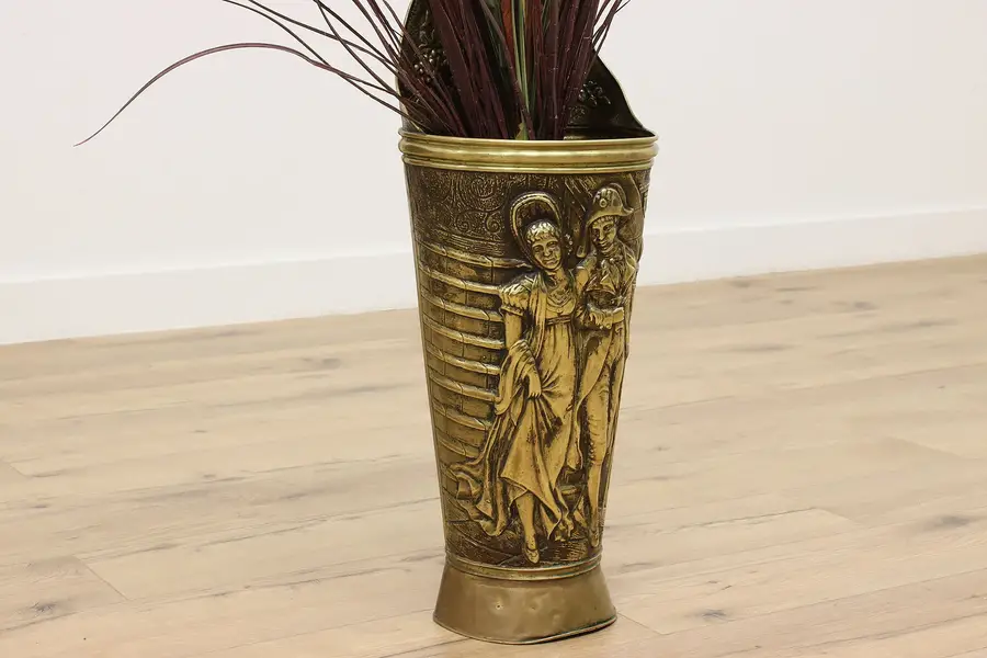 Photo of Farmhouse Antique Brass Fireplace Poker or Umbrella Stand