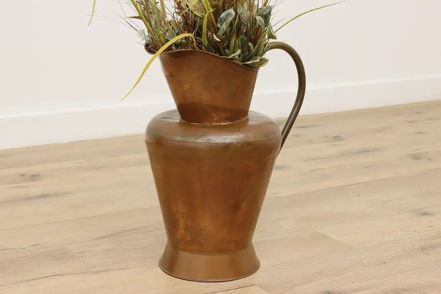 Photo of Farmhouse Antique X-large Copper & Brass Pitcher Planter