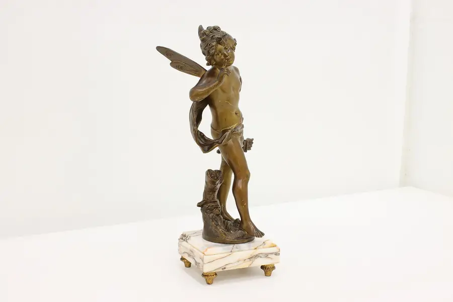 Photo of French Antique Fairy Sculpture on Marble Base after Moreau