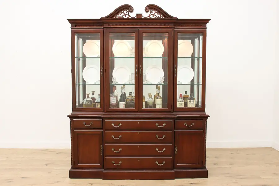 Photo of Georgian Design Vintage Breakfront, Display Cabinet, Stanley