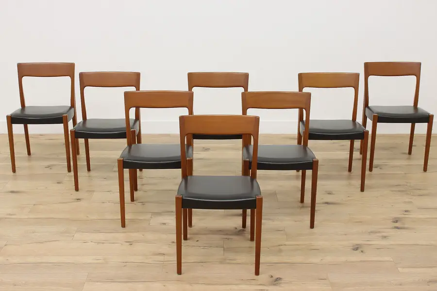 Photo of Set of 8 Midcentury Modern Vintage Teak Dining Chairs