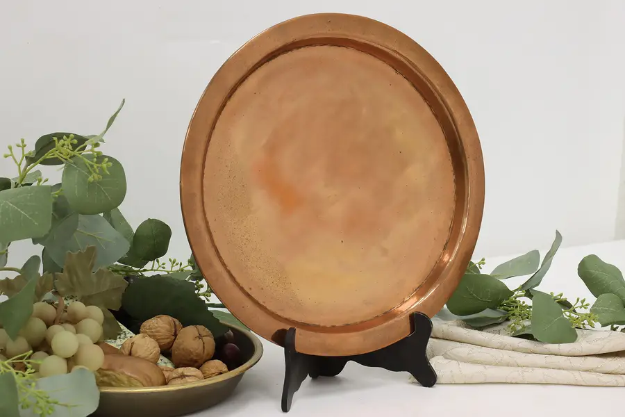 Photo of Persian Antique Hammered Copper Drinks Serving Tray, Platter