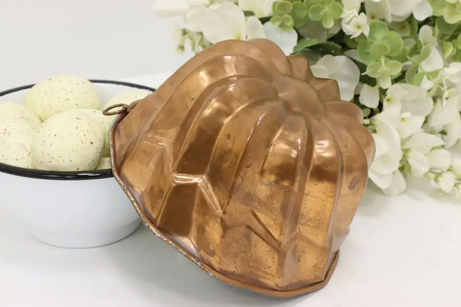 Photo of Farmhouse Antique Flower Shape Copper Dessert or Jelly Mold