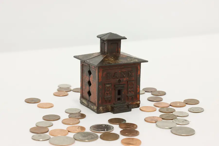 Photo of Victorian Antique Building Cast Iron Bank Coin Bank