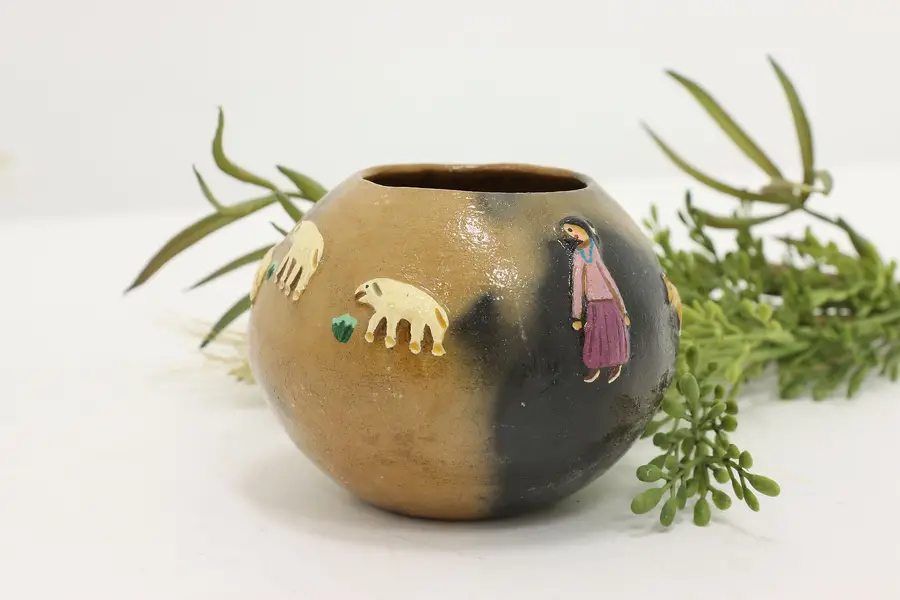 Photo of Native American Vintage Painted Vase, Devil's Tower, EM