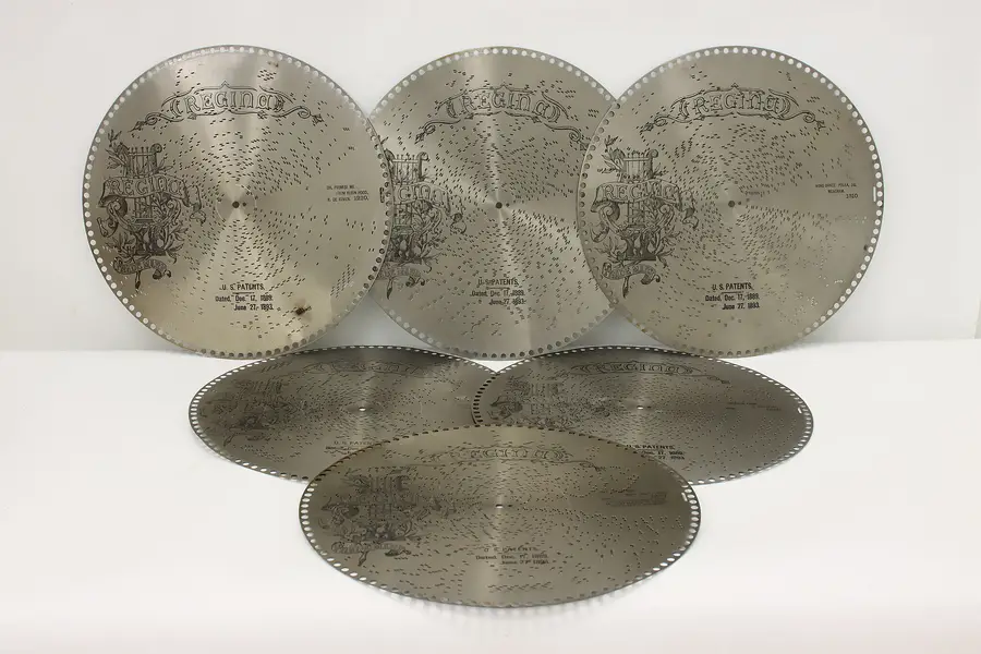 Photo of Set of 6 Antique Regina Music Box 15.5" Discs "La Paloma"