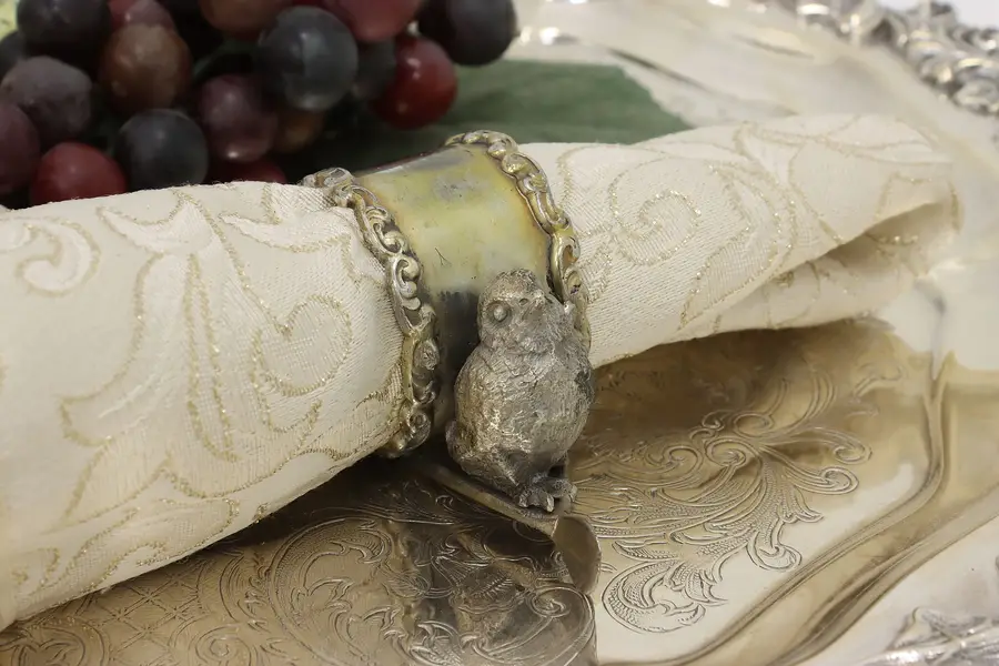 Photo of Victorian Antique Silverplate Bird & Best Wishes Napkin Ring