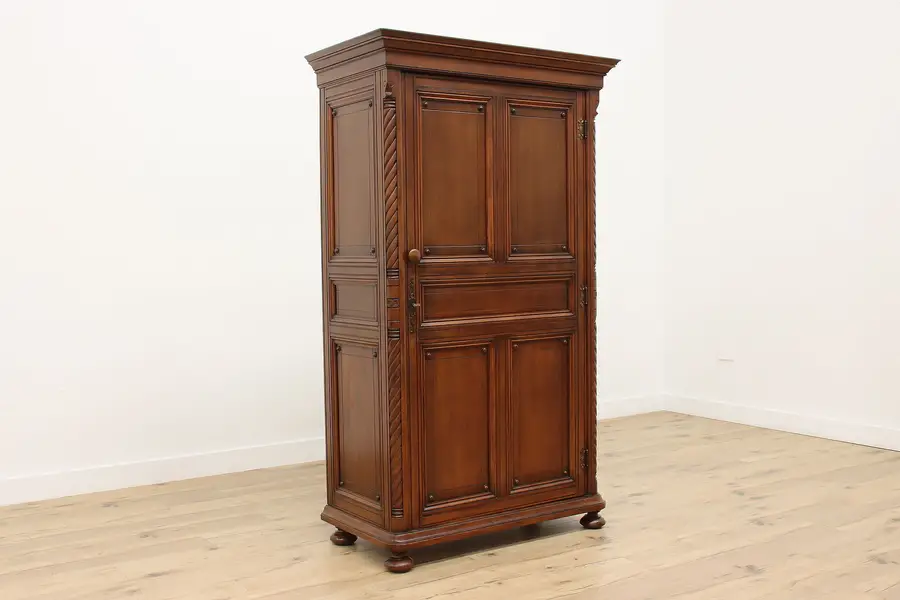 Photo of Victorian Eastlake Antique Walnut Armoire Wardrobe Closet
