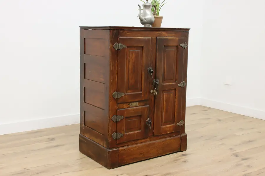 Farmhouse Antique Ice Box Kitchen Pantry Bar Cabinet Gibsons