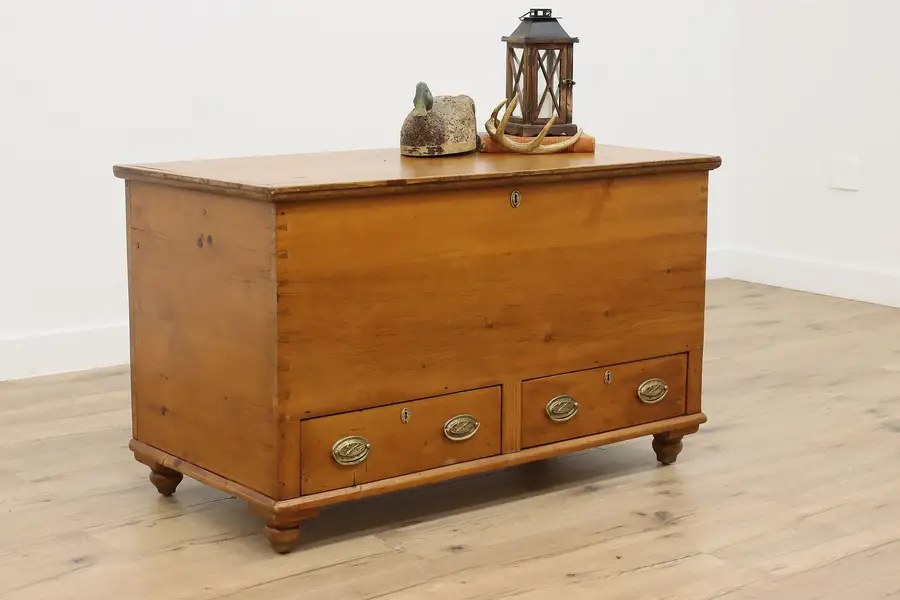 Photo of Farmhouse Antique Country Pine Blanket Chest or Trunk