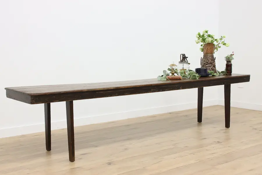 Photo of Farmhouse Pine Antique 11' Harvest Dining or Library Table
