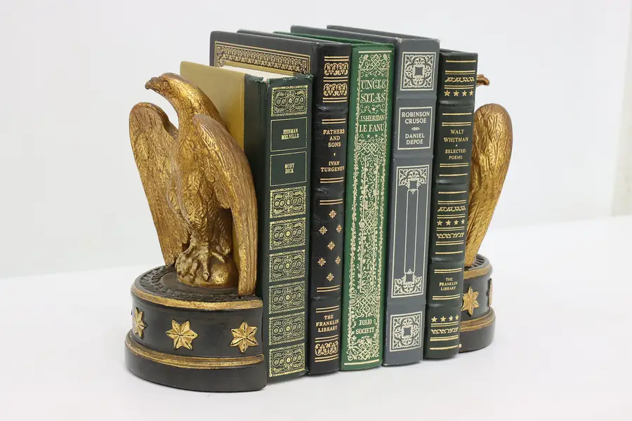 Photo of Pair of Italian Vintage Painted Eagle Bookends, Borghese