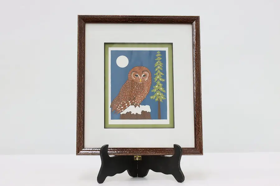 Photo of Northern Spotted Owl Vintage Original Screen Print Allen 10"