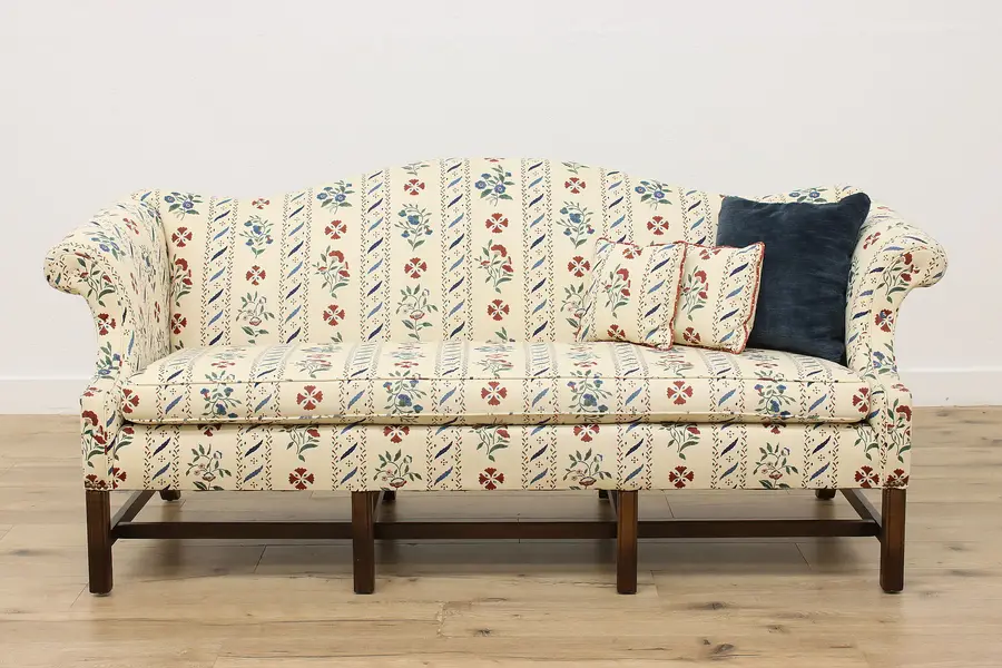 Photo of Traditional Vintage Floral Upholstery Sofa or Couch, Pillows