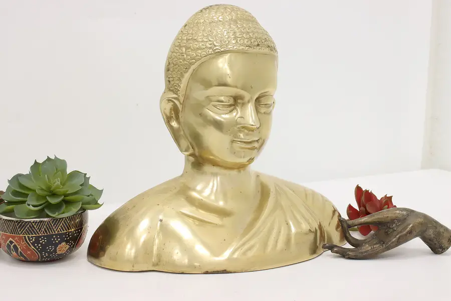 Photo of Indian Vintage Brass Bust of Buddha