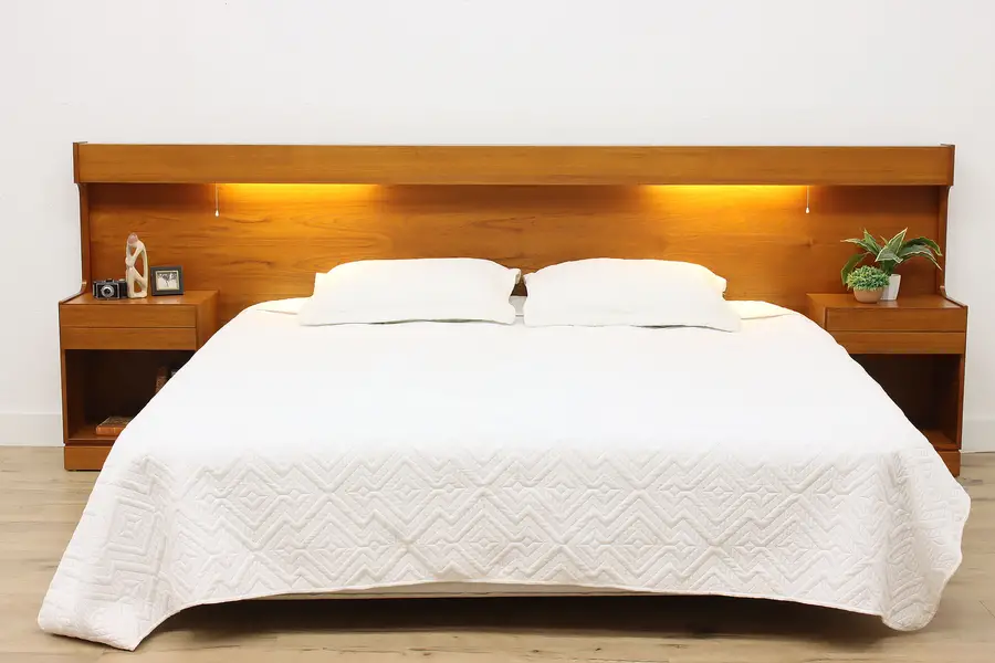 Photo of Midcentury Modern King Size Vintage Headboard Nightstands