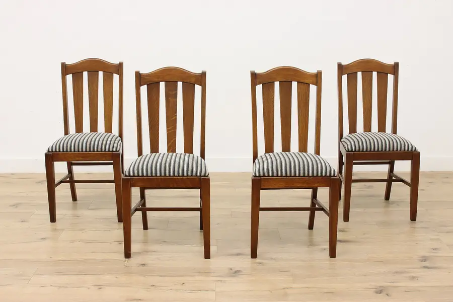 Photo of Set of 4 Craftsman Antique Oak Dining Chairs, Phoenix