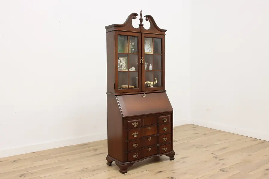 Photo of Georgian Vintage Office Secretary Desk & Bookcase, Jasper