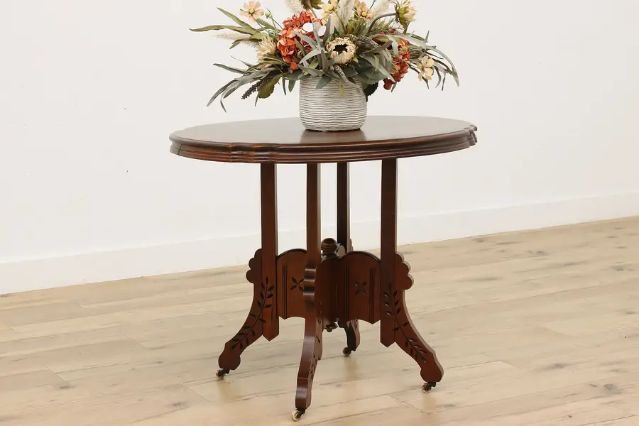 Photo of Victorian Antique Spoon Carved Walnut Hall Table or Console