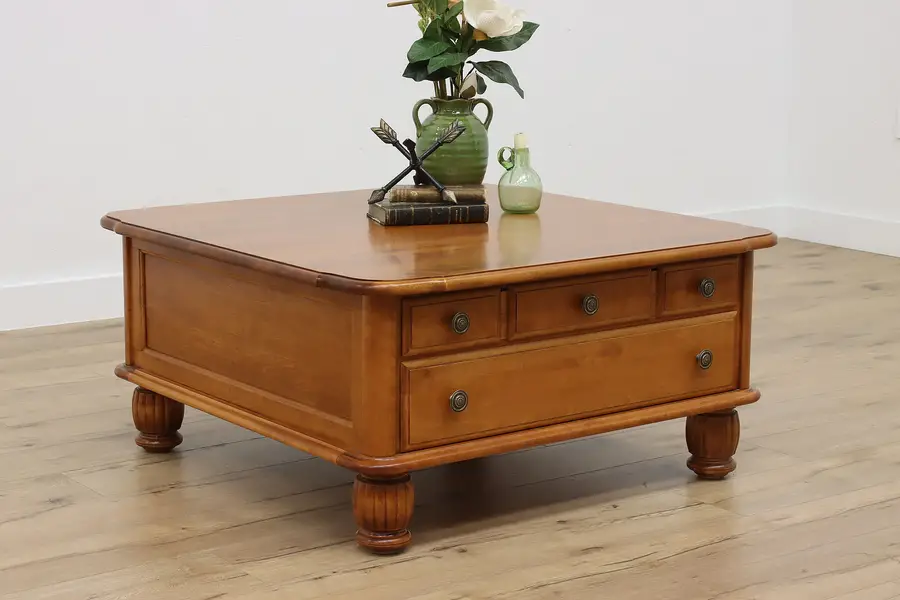 Photo of Traditional Vintage Birch Coffee Table, Nichols & Stone