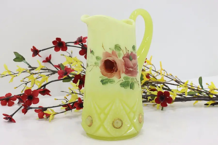 Photo of Yellow Glass Antique Dear Mother 1917 Pitcher Flower Vase