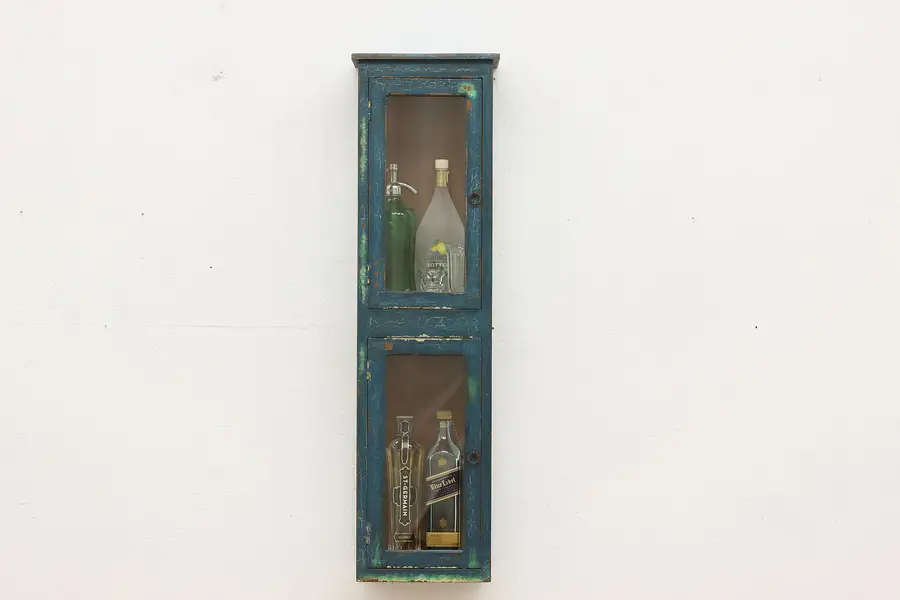 Photo of Farmhouse Painted Mahogany Wall Hanging Bath or Wine Cabinet