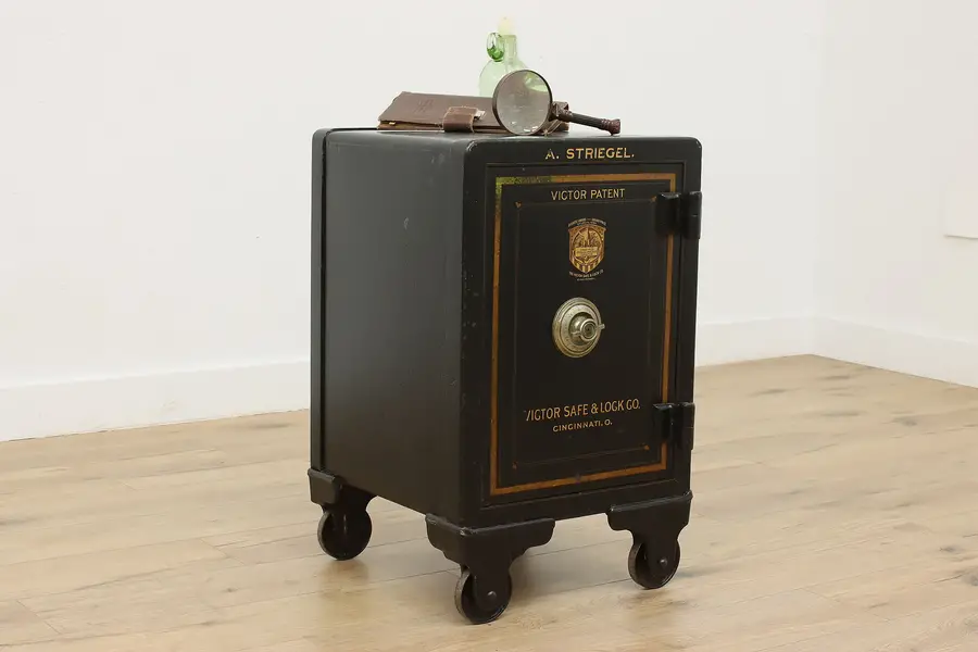 Photo of Victorian Antique Combination Lock Painted Iron Safe, Victor