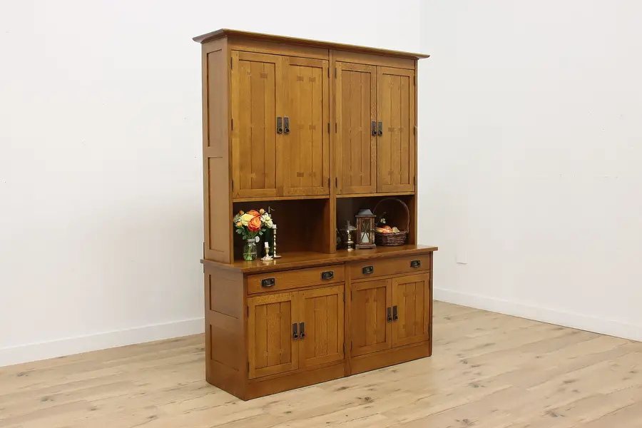 Photo of Arts & Crafts Mission Oak Vintage Cupboard Cabinet, Stickley