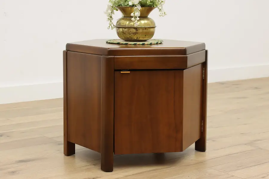 Photo of Midcentury Modern Vintage Walnut Hexagon Side End Table Lane