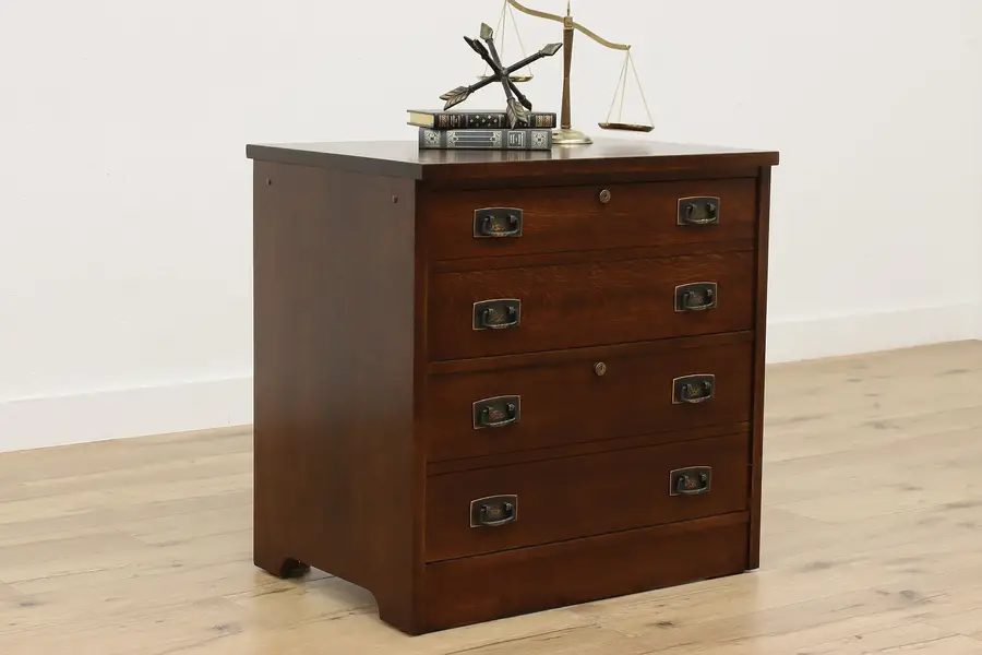 Photo of Stickley Vintage Craftsman Design Oak Office File Cabinet