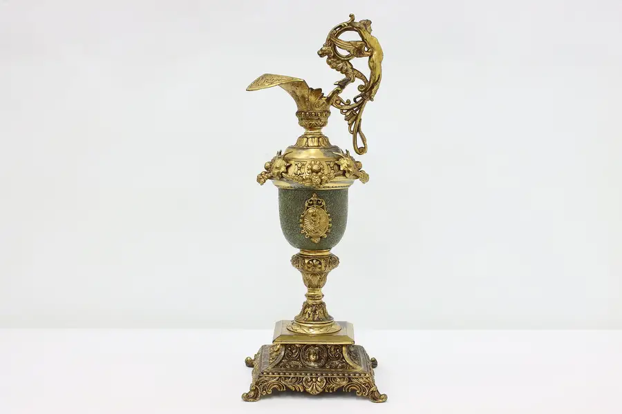 Photo of Classical Antique Gilt Brass Decorative Urn, Angel Handle
