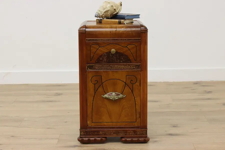 Photo of Art Deco Vintage Waterfall Nightstand, End or Side Table