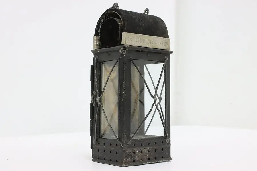 Photo of German Antique Iron Fireman or Miner Candle Lantern, Lieb