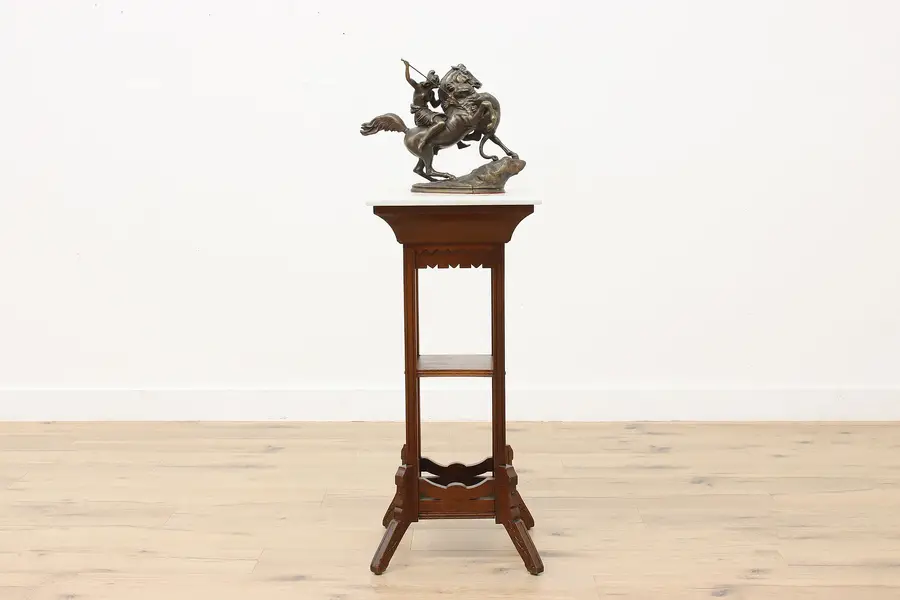 Photo of Victorian Eastlake Antique Marble Top Plant or Display Stand