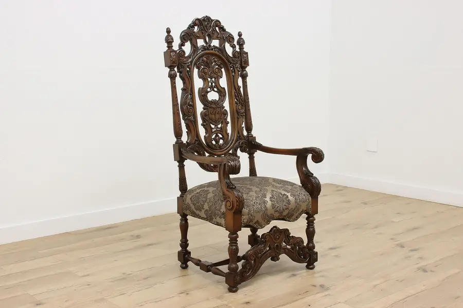 Photo of Renaissance Design Antique Carved Walnut Throne Chair