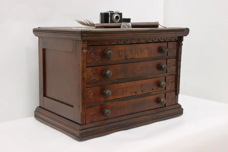 Photo of Victorian Antique Spool Jewelry Collector Cabinet, Clarks