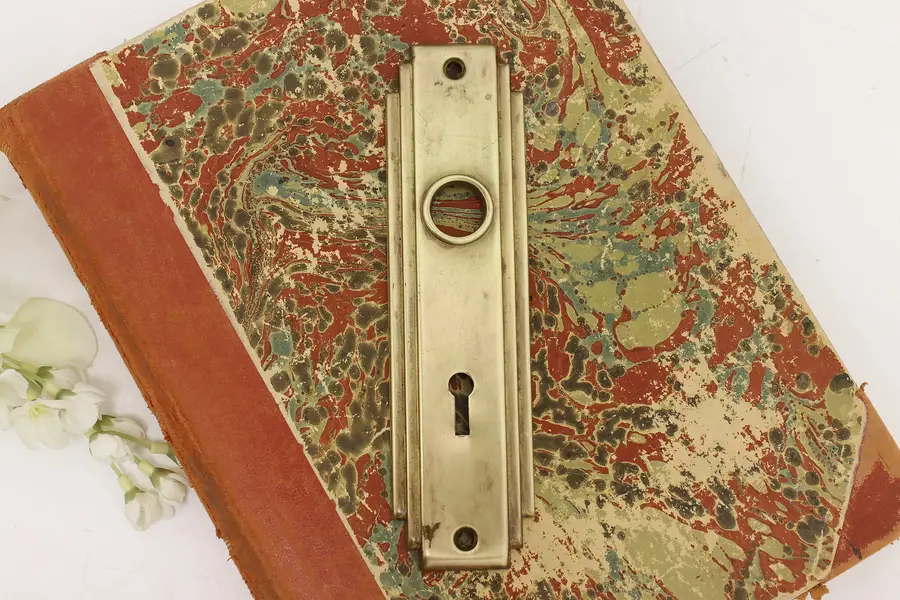 Photo of Art Deco Antique Salvage Brass Door Knob Backplate