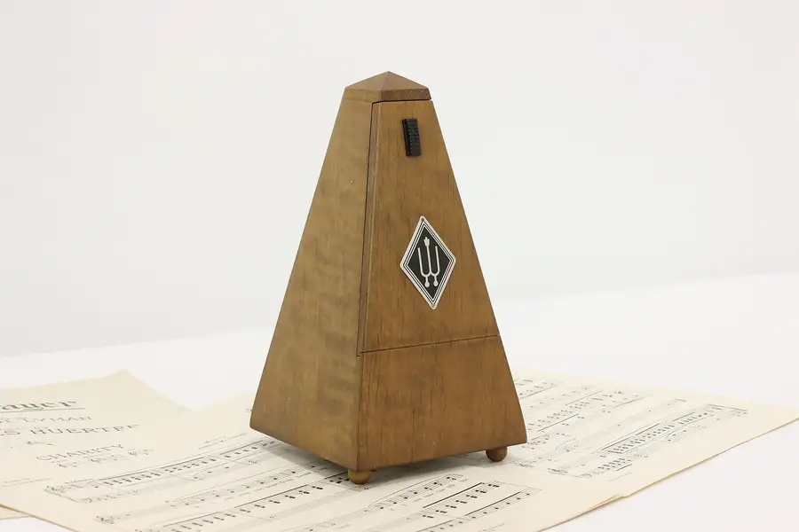 Photo of German Vintage Birch Hand Wound Musical Metronome, Wittner