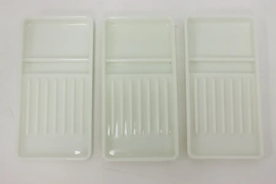 Photo of Set of 3 Antique Milk Glass Dental Trays, American Cabinet