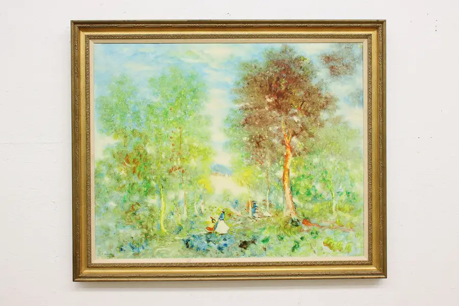 Photo of Forest Park Vintage Original Oil Painting, Sideris 57.5"