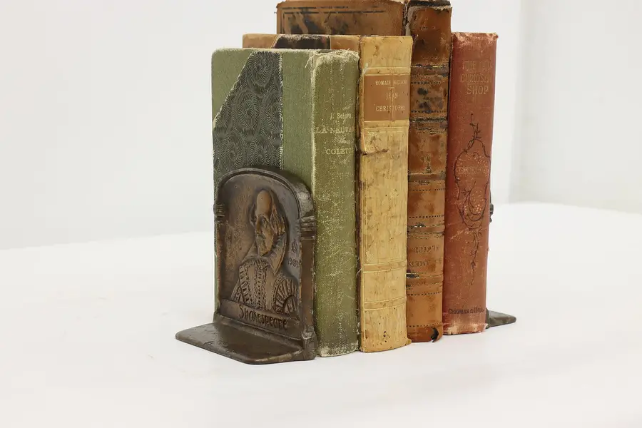 Photo of Pair of Antique Cast Iron Shakespeare Library Bookends, DAL