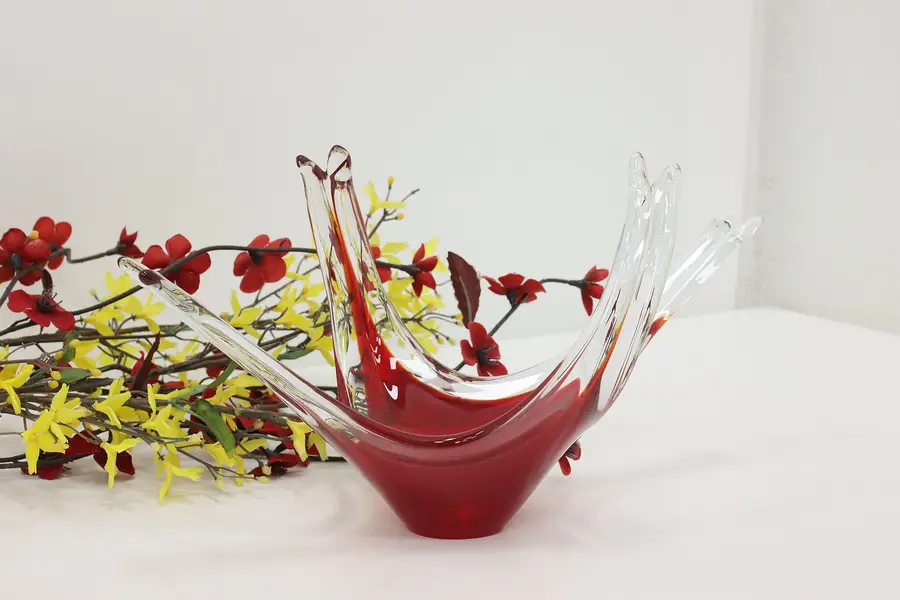 Photo of Italian Murano Vintage Blown Cranberry Glass Sculpture