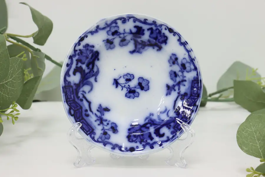 Photo of English Antique Flow Blue Porcelain 5" Bread & Butter Plate