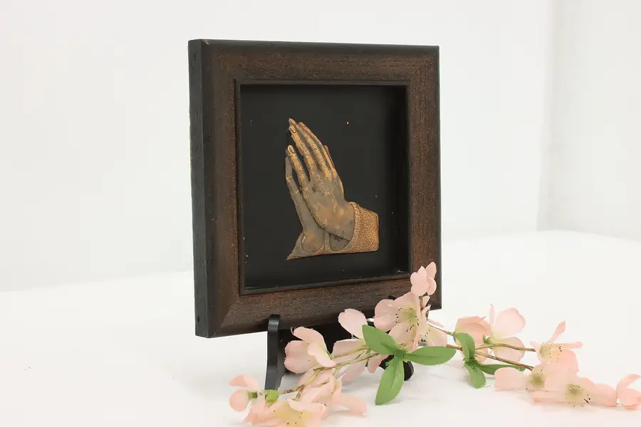 Photo of Framed Copper Praying Hands Vintage Wall Plaque